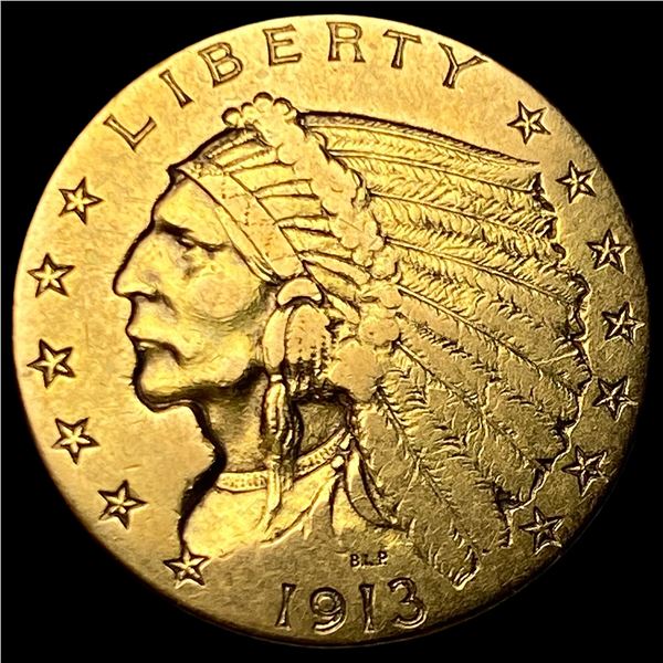1913 Indian Head Gold $2.5 Quarter Eagle CLOSELY UNCIRCULATED