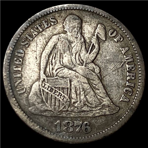 1876-CC Silver Seated Liberty Dime LIGHTLY CIRCULATED