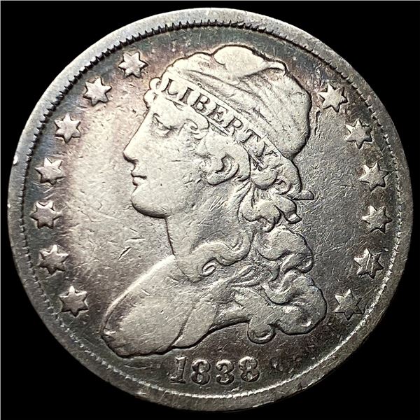 1838 Capped Bust Silver Quarter ABOUT UNCIRCULATED