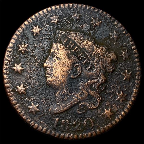 1820 Coronet Head Large Cent NICELY CIRCULATED
