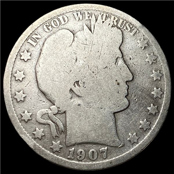 1907-S Silver Barber Half Dollar NICELY CIRCULATED