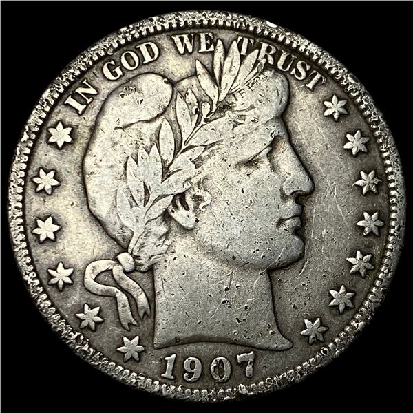 1907 Silver Barber Half Dollar LIGHTLY CIRCULATED