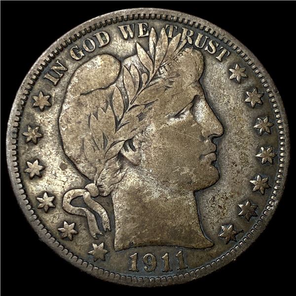 1911 Silver Barber Half Dollar LIGHTLY CIRCULATED