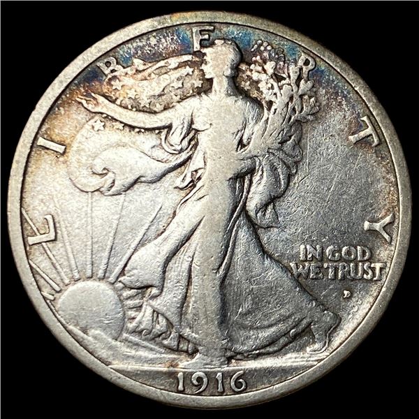 1916-D Silver Walking Liberty Half Dollar LIGHTLY CIRCULATED