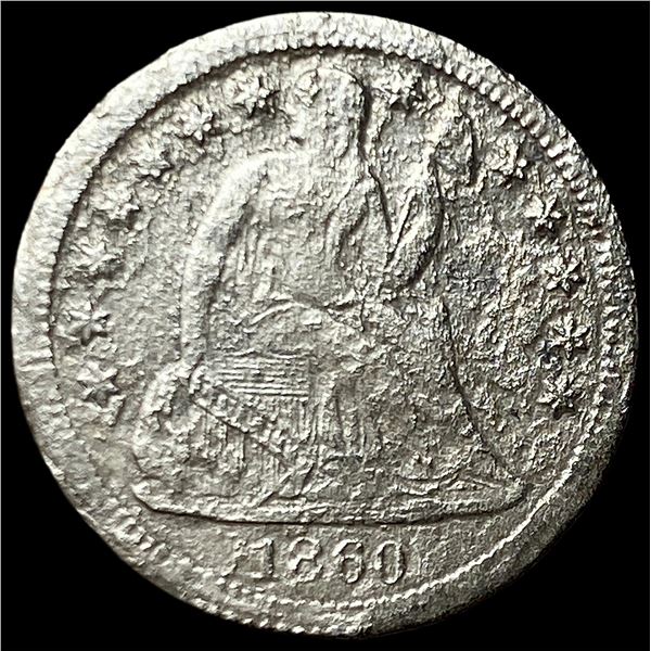 1860-S Silver Seated Liberty Dime NICELY CIRCULATED