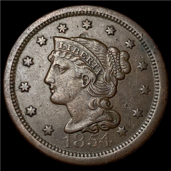1854 Braided Hair Large Cent NEARLY UNCIRCULATED