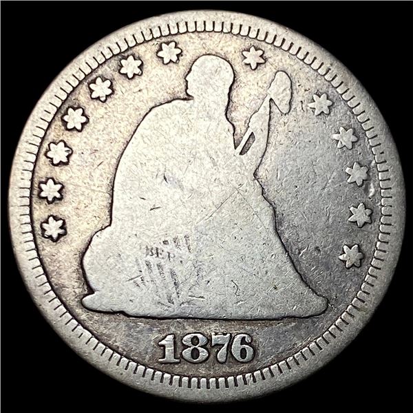 1876-CC Silver Seated Liberty Quarter NICELY CIRCULATED