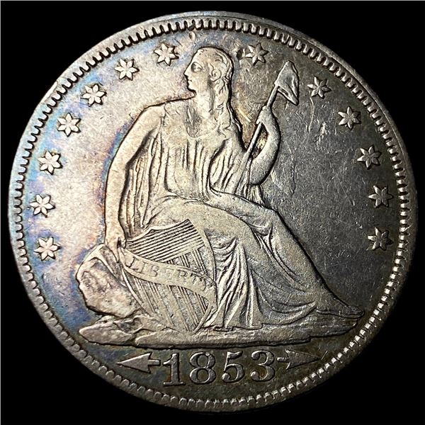 1853 Arrows/Rays Seated Liberty Half Dollar NEARLY UNCIRCULATED