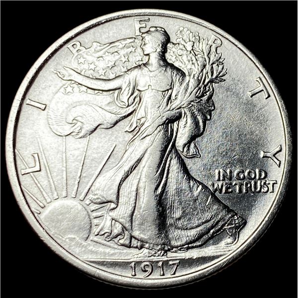 1917 Silver Walking Liberty Half Dollar CHOICE AU