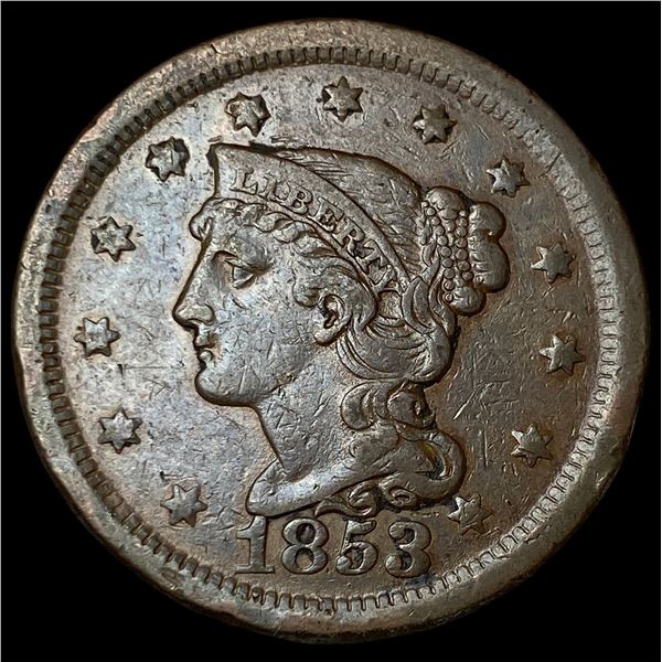 1853 Braided Hair Large Cent NEARLY UNCIRCULATED