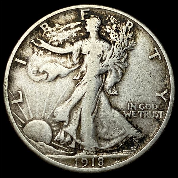 1918-S Silver Walking Liberty Half Dollar LIGHTLY CIRCULATED