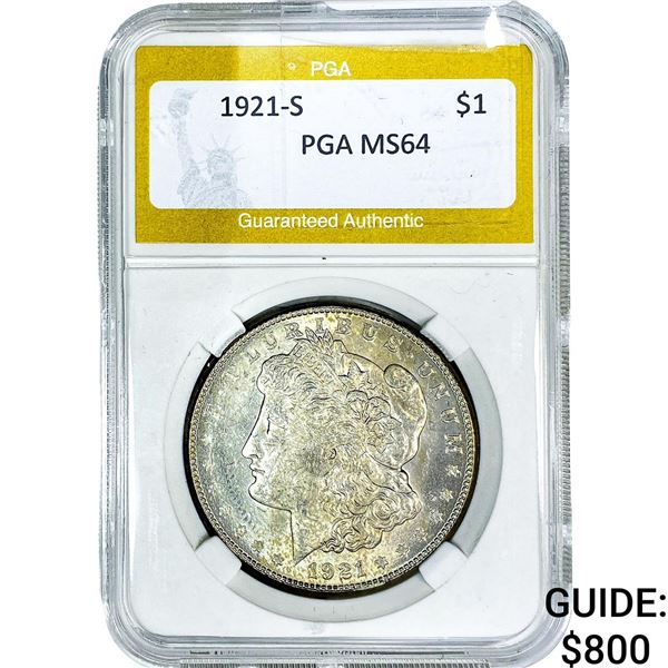 1921-S Morgan Silver Dollar PGA MS64