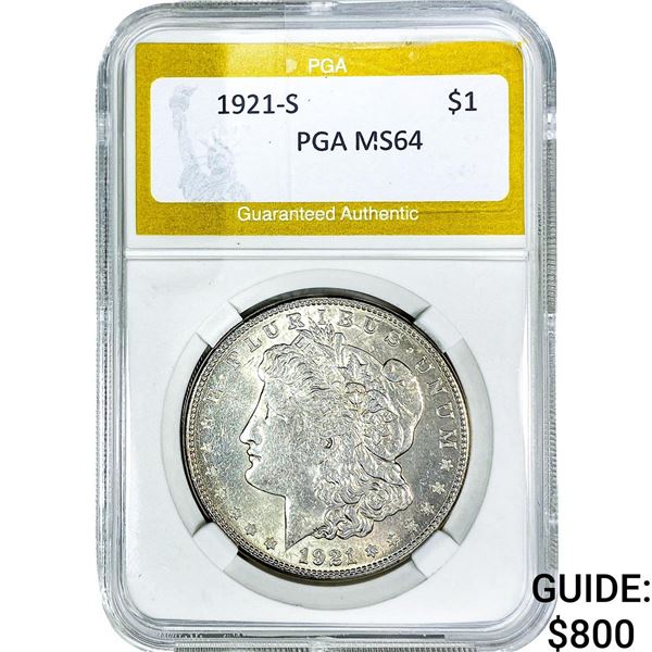 1921-S Morgan Silver Dollar PGA MS64