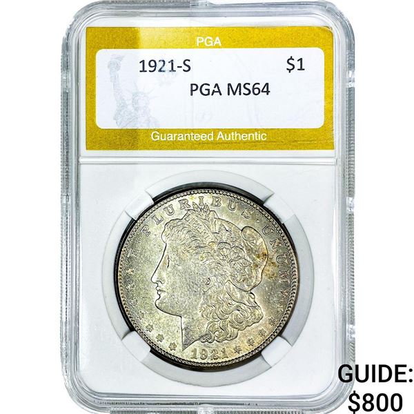 1921-S Morgan Silver Dollar PGA MS64