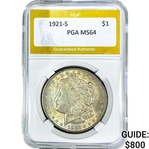 1921-S Morgan Silver Dollar PGA MS64