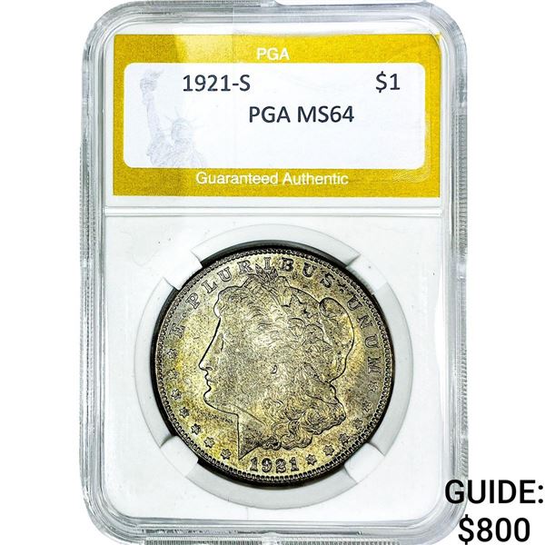 1921-S Morgan Silver Dollar PGA MS64
