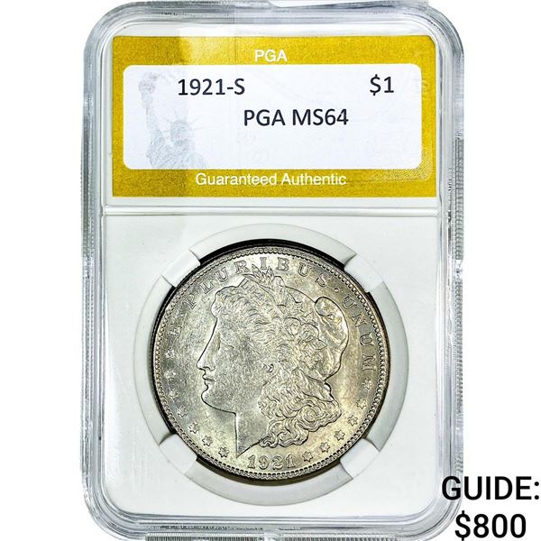 1921-S Morgan Silver Dollar PGA MS64
