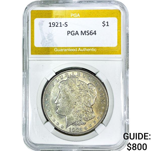 1921-S Morgan Silver Dollar PGA MS64