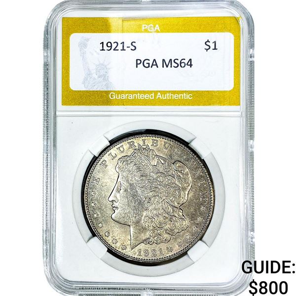 1921-S Morgan Silver Dollar PGA MS64