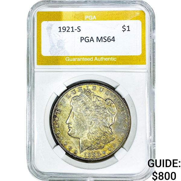 1921-S Morgan Silver Dollar PGA MS64