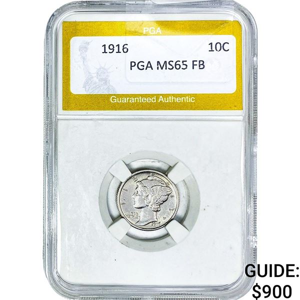 1916 Mercury Silver Dime PGA MS65 FB