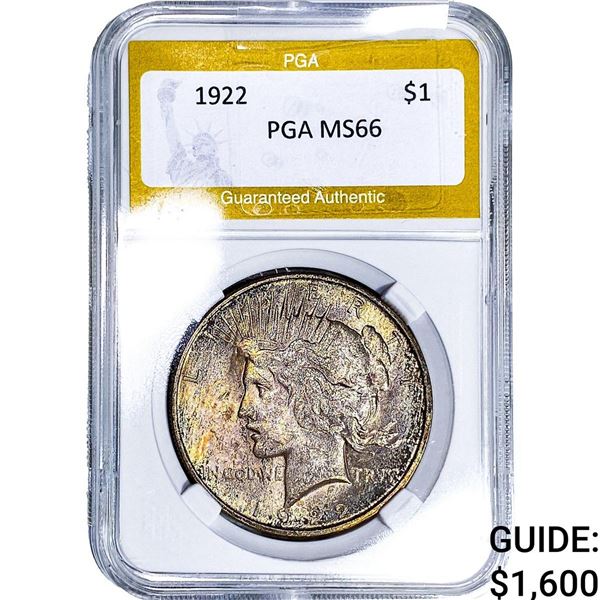1922 Silver Peace Dollar PGA MS66