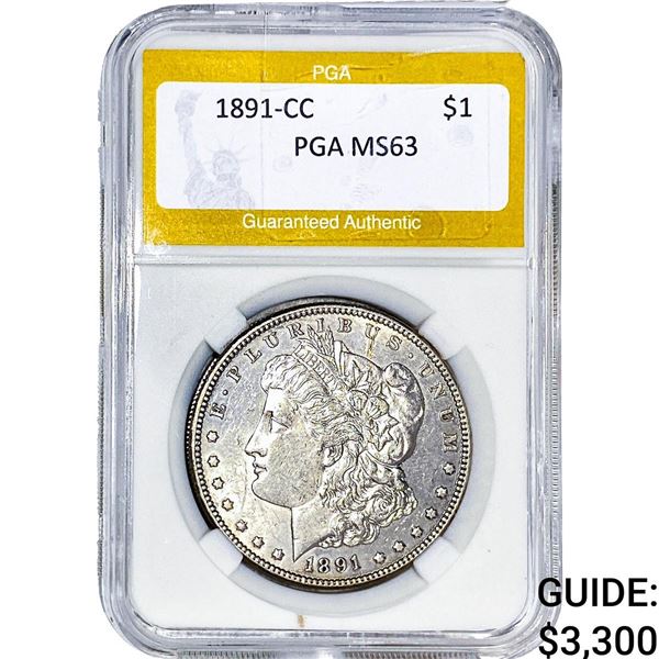 1891-CC Morgan Silver Dollar PGA MS63