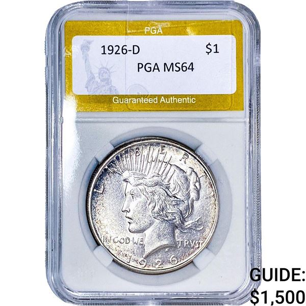 1926-D Silver Peace Dollar PGA MS64