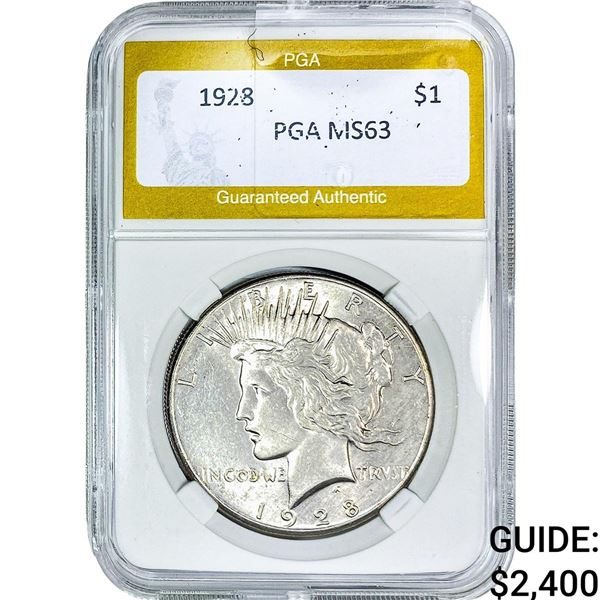 1928 Silver Peace Dollar PGA MS63