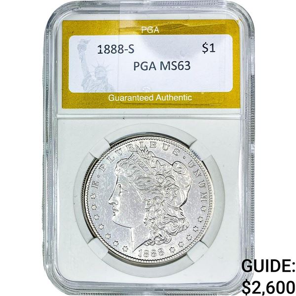 1888-S Morgan Silver Dollar PGA MS63