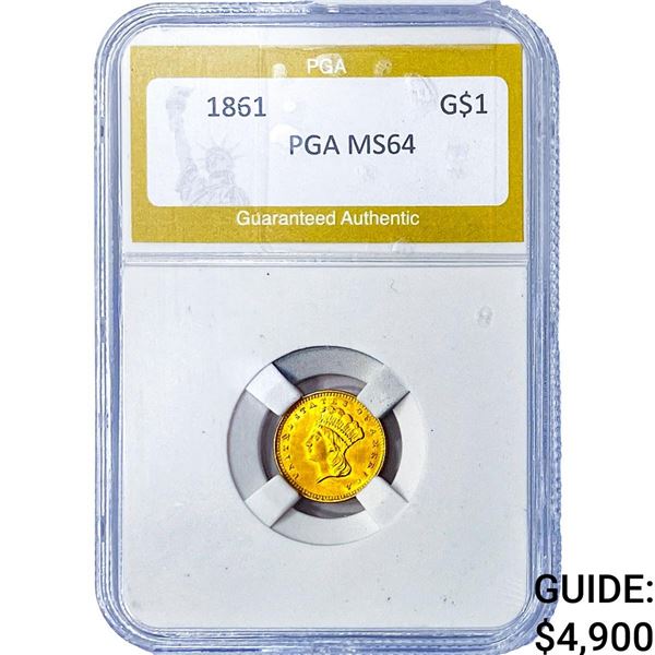1861 Type 3 Dollar PGA MS64