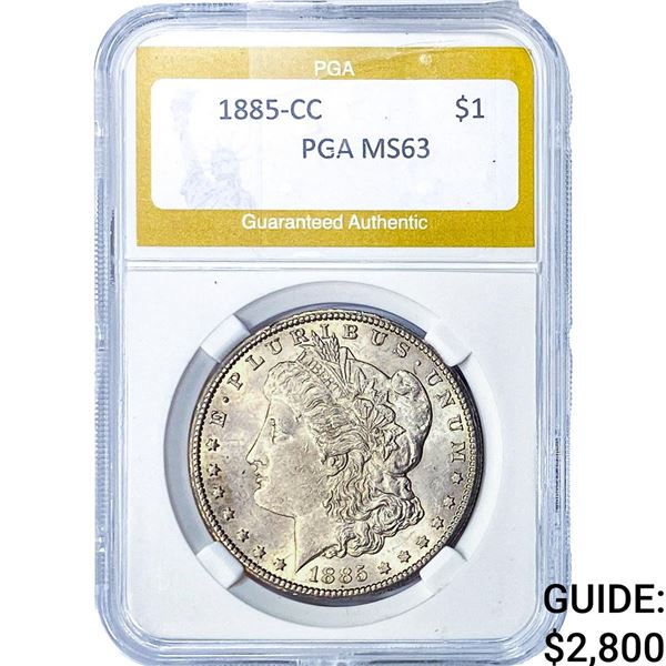 1885-CC Morgan Silver Dollar PGA MS63