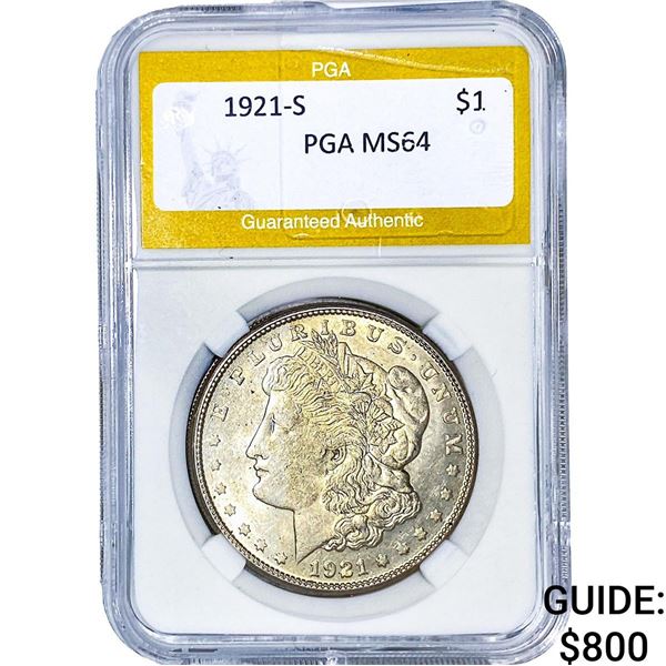 1921-S Morgan Silver Dollar PGA MS64