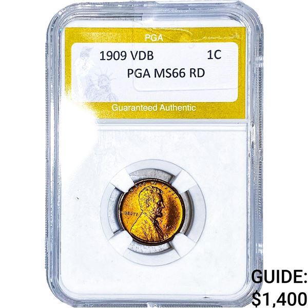 1909 VDB Wheat Cent PGA MS66 RD