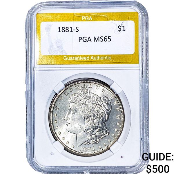1881-S Morgan Silver Dollar PGA MS65