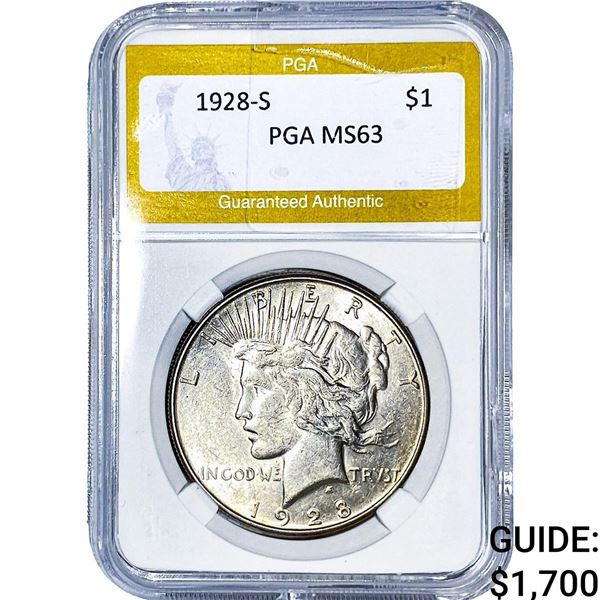 1928-S Silver Peace Dollar PGA MS63