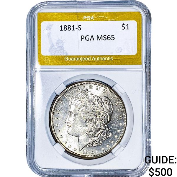 1881-S Morgan Silver Dollar PGA MS65