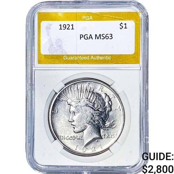 1921 Silver Peace Dollar PGA MS63