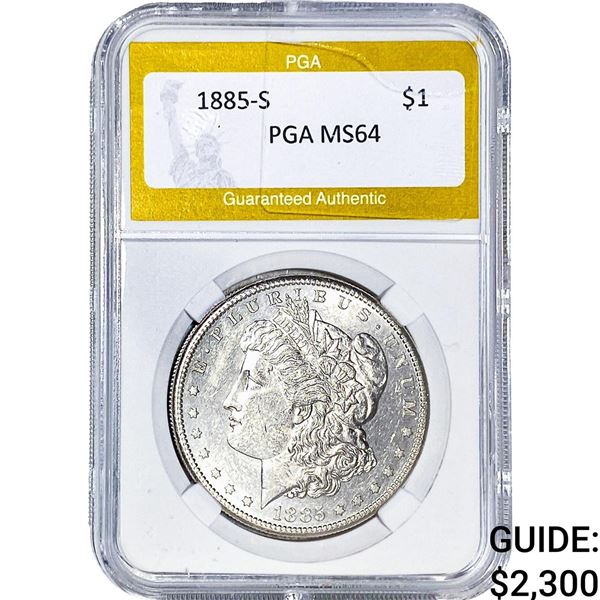 1885-S Morgan Silver Dollar PGA MS64