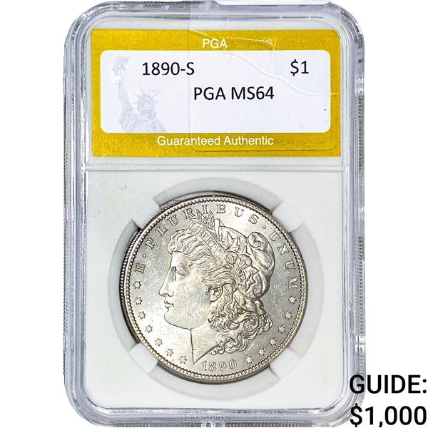 1890-S Morgan Silver Dollar PGA MS64