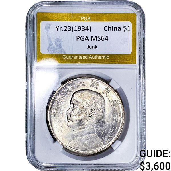 Yr. 23(1934) Silver China $1 PGA MS64