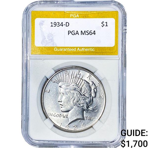 1934-D Morgan Silver Dollar PGA MS64