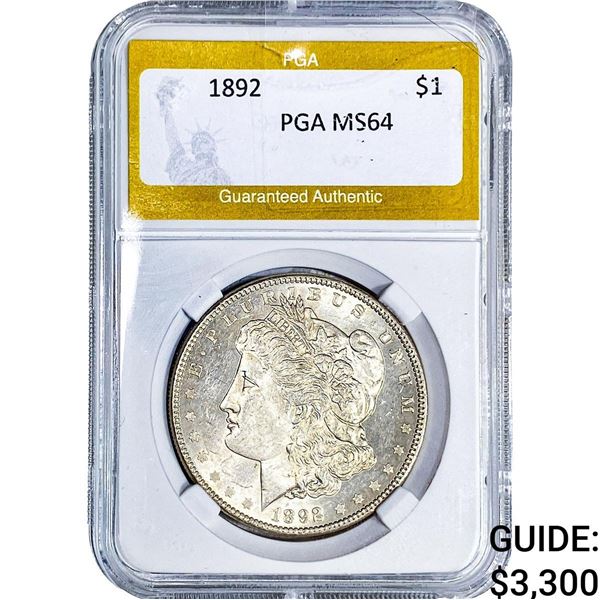 1892 Morgan Silver Dollar PGA MS64