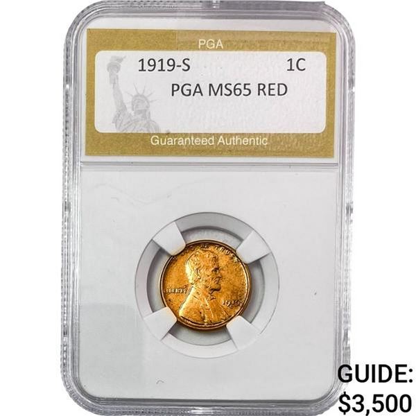 1919-S Wheat Cent PGA MS65 RED