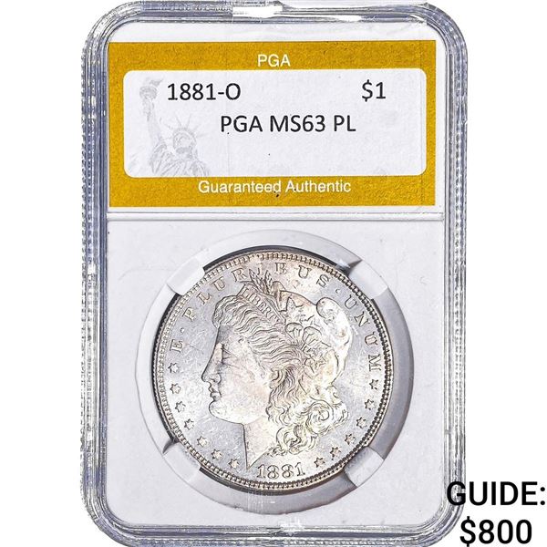 1881-O Morgan Silver Dollar PGA MS63 PL