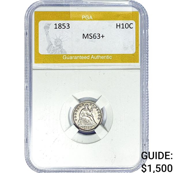 1853 Seated Liberty Half Dime PGA MS63+