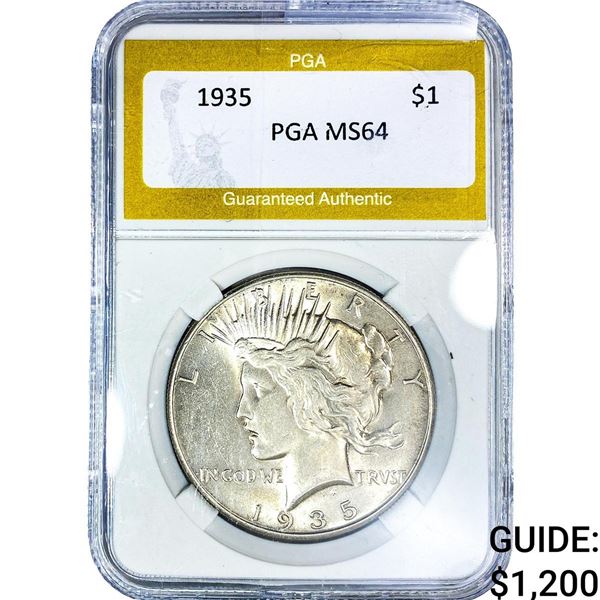 1935 Silver Peace Dollar PGA MS64