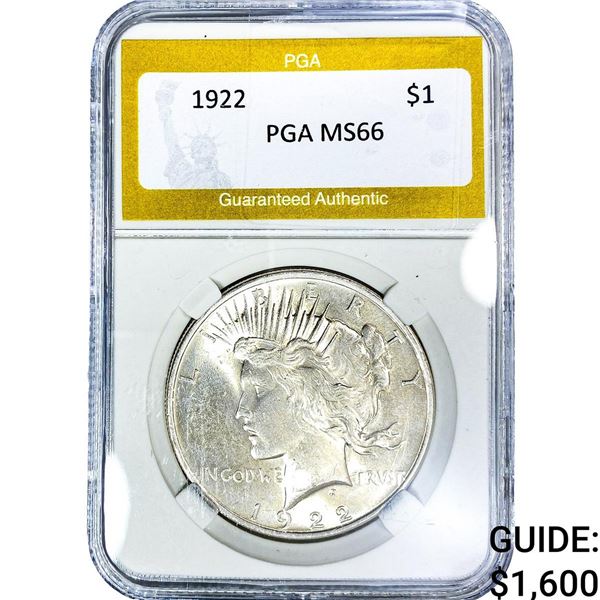 1922 Silver Peace Dollar PGA MS66