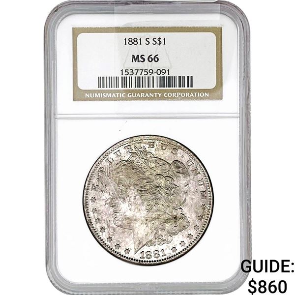 1881-S Morgan Silver Dollar NGC MS66