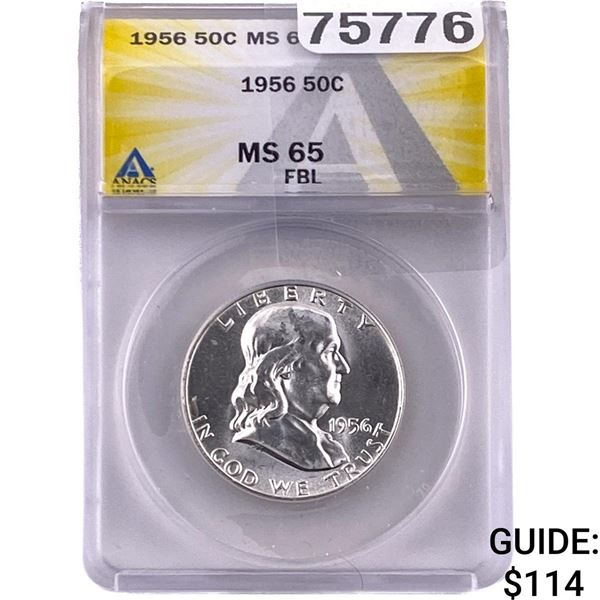 1956 Franklin Half Dollar ANACS MS65 FBL